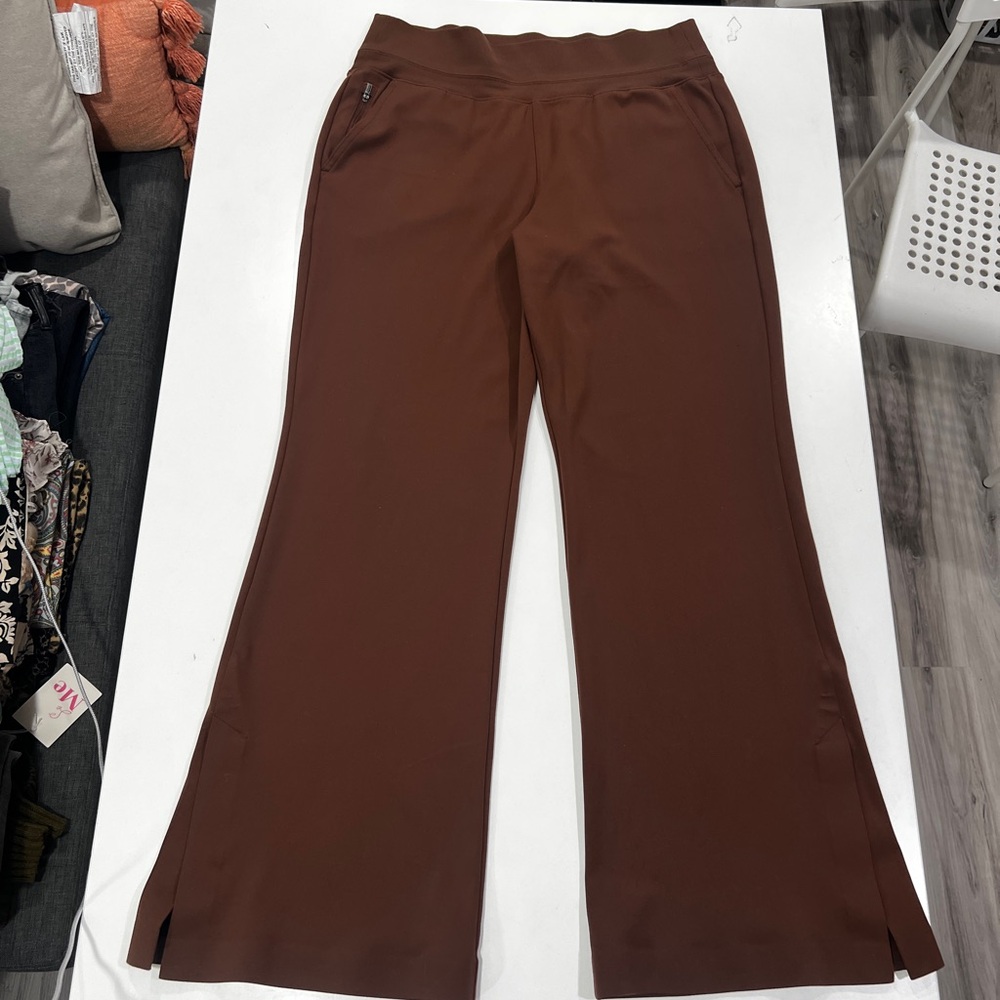Athleta Venice Wide-Leg High-Rise Brown Pull-On Pants, size Large - Picture 3 of 7